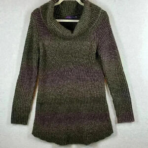 prAna Knit Tunic Sweater Women’s Sz M Purple/Black/Gray Acrylic/Poly/Wool